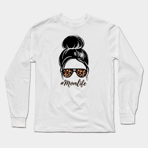 #momlife with eyeglasses Long Sleeve T-Shirt by Don’t Care Co